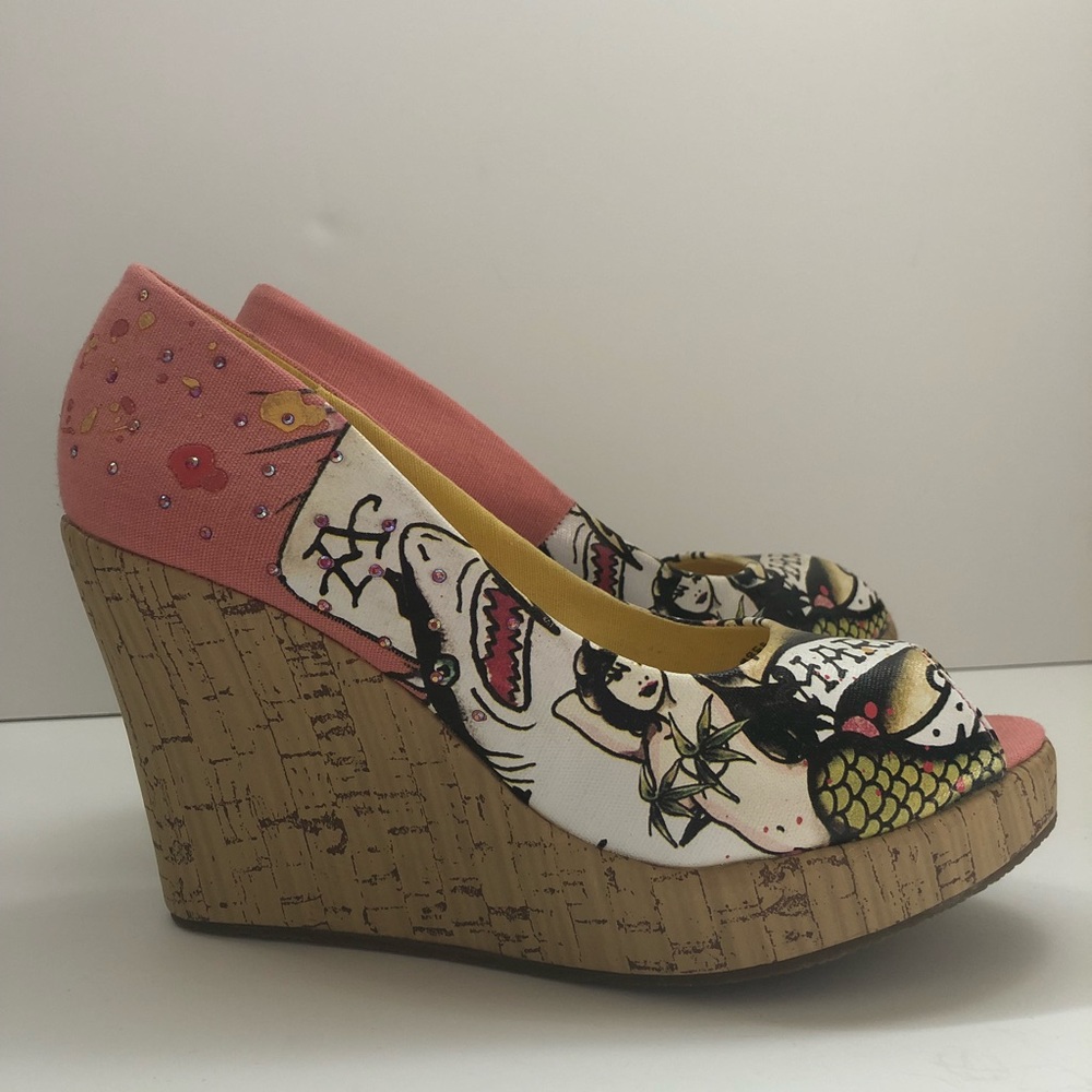 Ed Hardy wedges - brand new - never been worn.